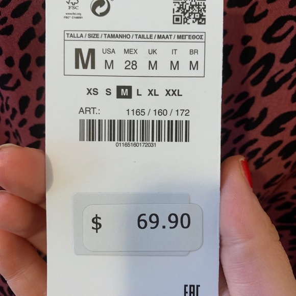 NWT Zara Printed Dress with Draping - Picture 3 of 6